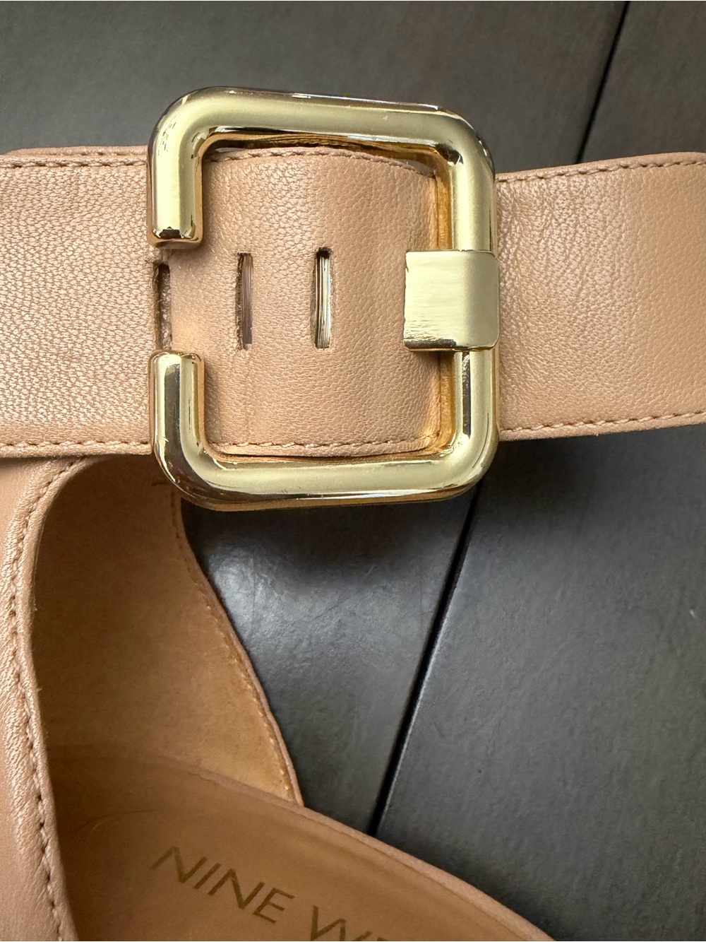 Nine West Beige Leather Ankle-Strap Wedge Sandals Size 6.5 - Picture 9 of 11